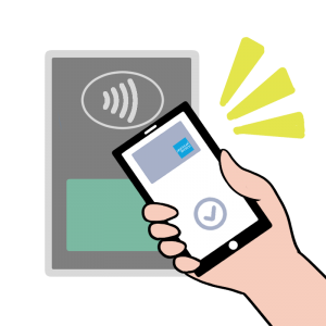 Apple Payでコンタクトレス決済(アメックス風)のイラスト