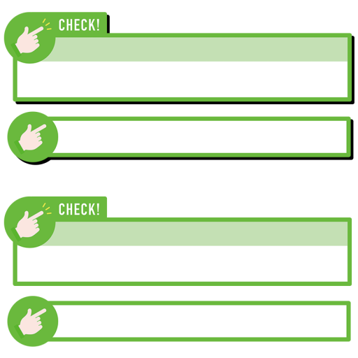 緑色のチェックアイコンのボトムテロップセットのイラスト