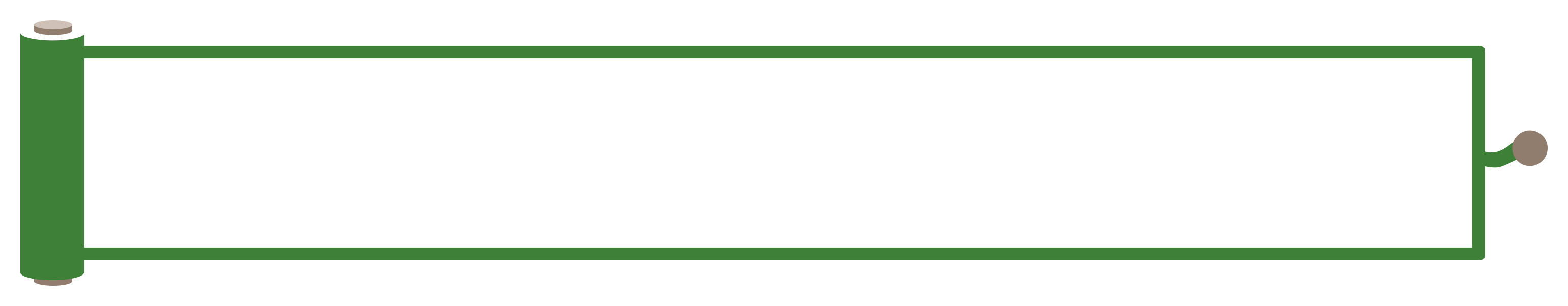 緑色の巻物風の縦長ボトムテロップのイラスト Onwaイラスト