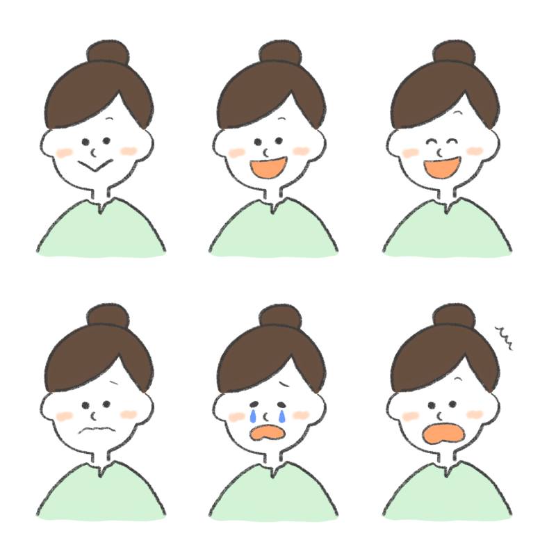 女の子のいろいろな表情をまとめたイラスト Onwaイラスト
