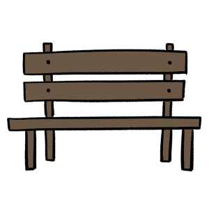 木のベンチのイラスト