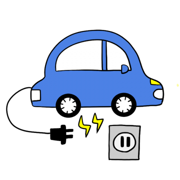 電気自動車を充電しているイラスト