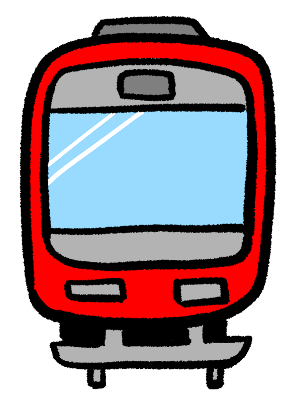 正面からみた赤い電車のイラスト Onwaイラスト