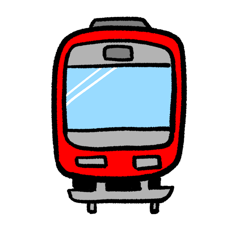 正面からみた赤い電車のイラスト Onwaイラスト