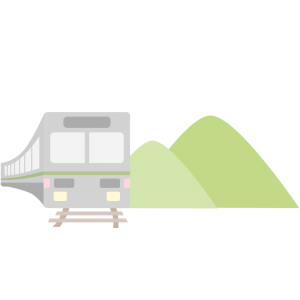 山の横を走る電車のイラスト