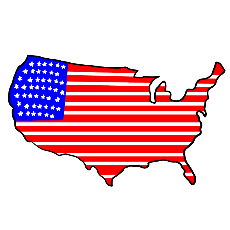 国旗模様のアメリカ地図のイラスト