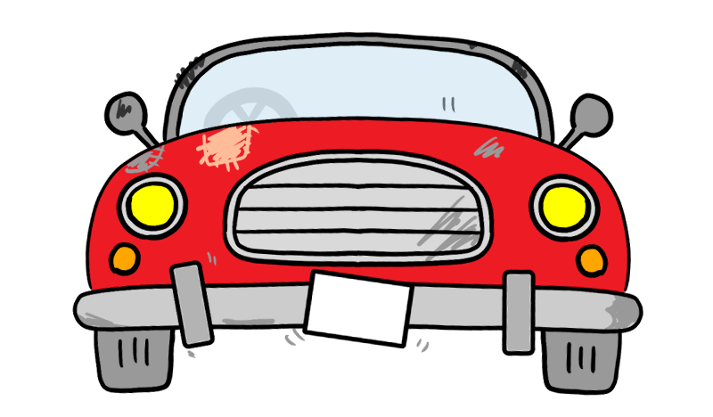 廃車寸前でボロボロの赤いオープンカーのイラスト Onwaイラスト