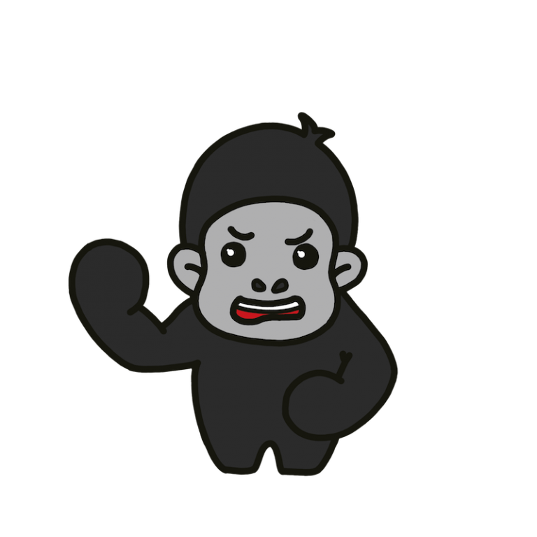 子どもゴリラが怒っている表情のイラスト ONWAイラスト