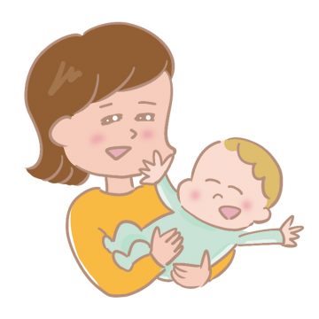 赤ちゃんをあやすお母さんのイラスト