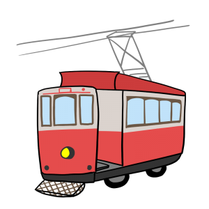 レトロなチンチン電車のイラスト