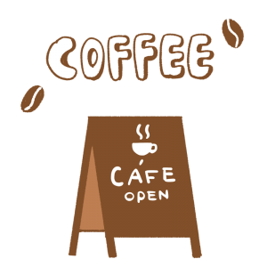 コーヒーのロゴと看板のイラスト
