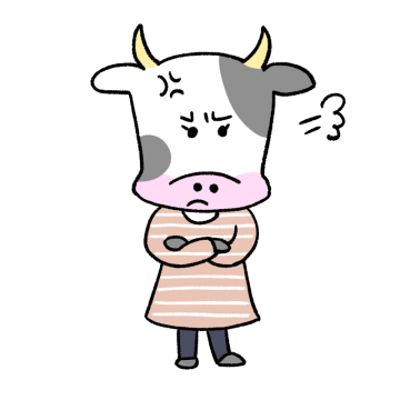 怒る女性風の牛のイラスト
