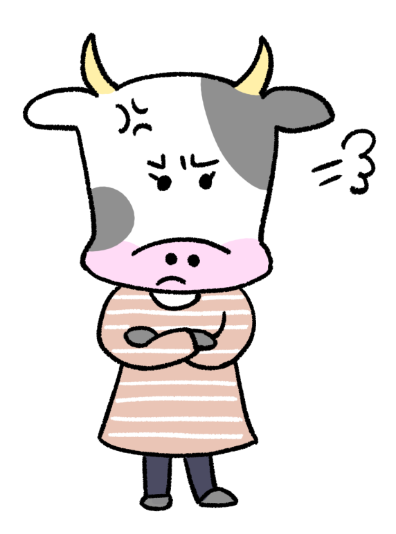 怒る女性風の牛のイラスト Onwaイラスト