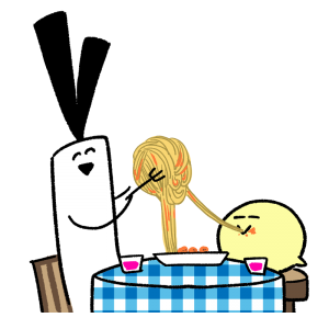 スパゲティを食べているイラスト