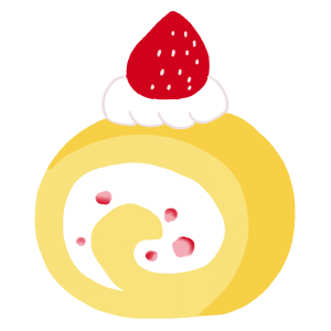 いちごのロールケーキのイラスト