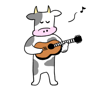 ギターを弾く牛のイラスト