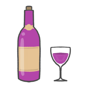 ワインとワイングラスのイラスト