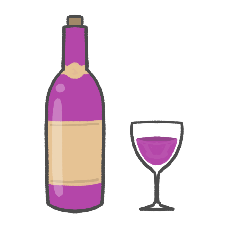 ワインとワイングラスのイラスト