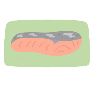 皿にのった焼き鮭のイラスト