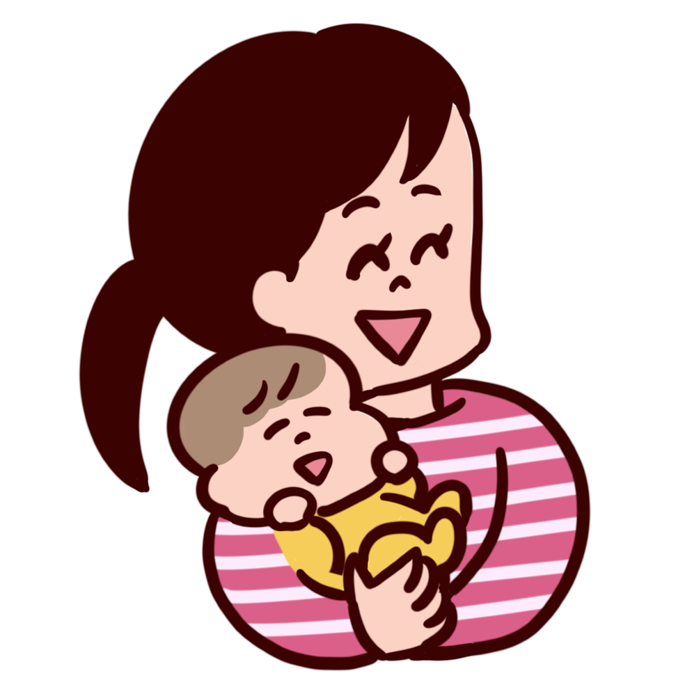 笑顔で赤ちゃんを抱っこするお母さんのイラスト Onwaイラスト