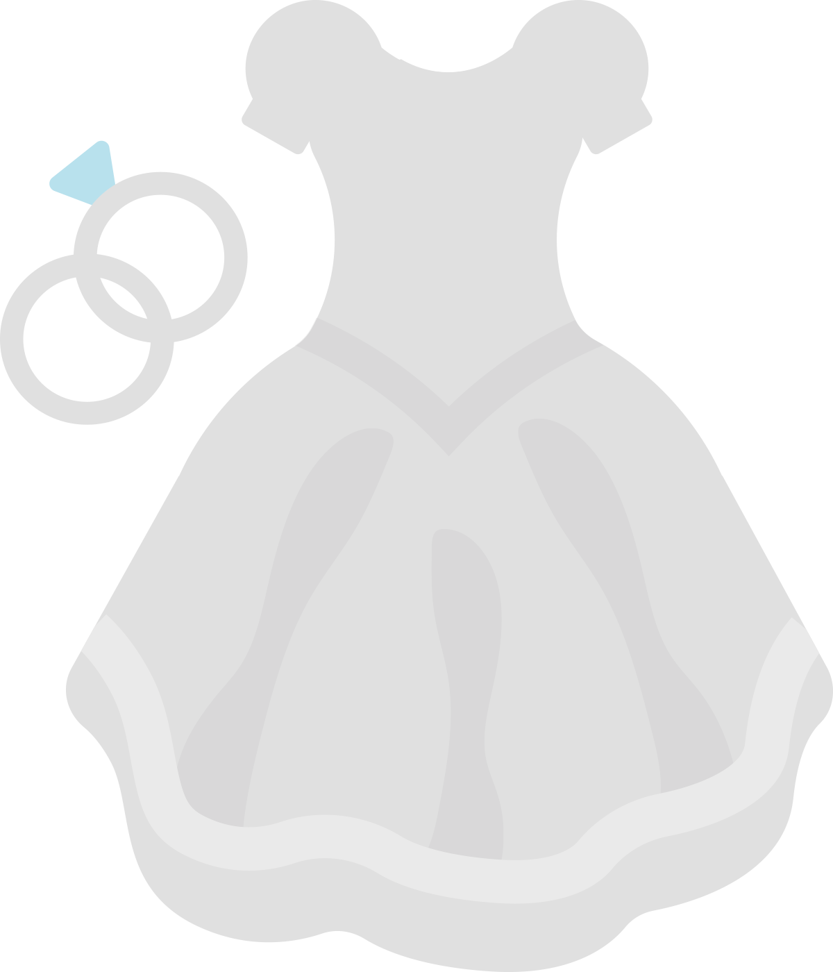 指輪とウェディングドレスのイラスト