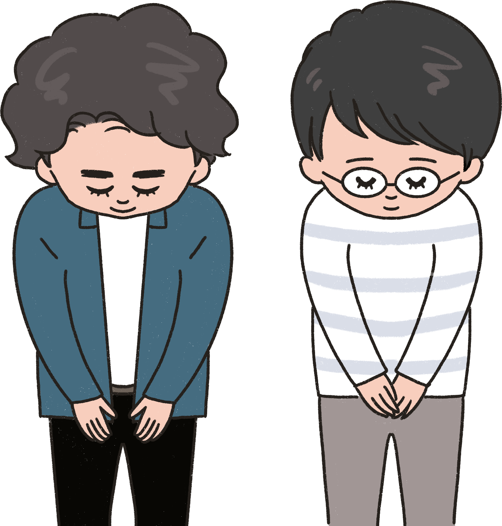 お辞儀をする2人の男性のイラスト Onwaイラスト