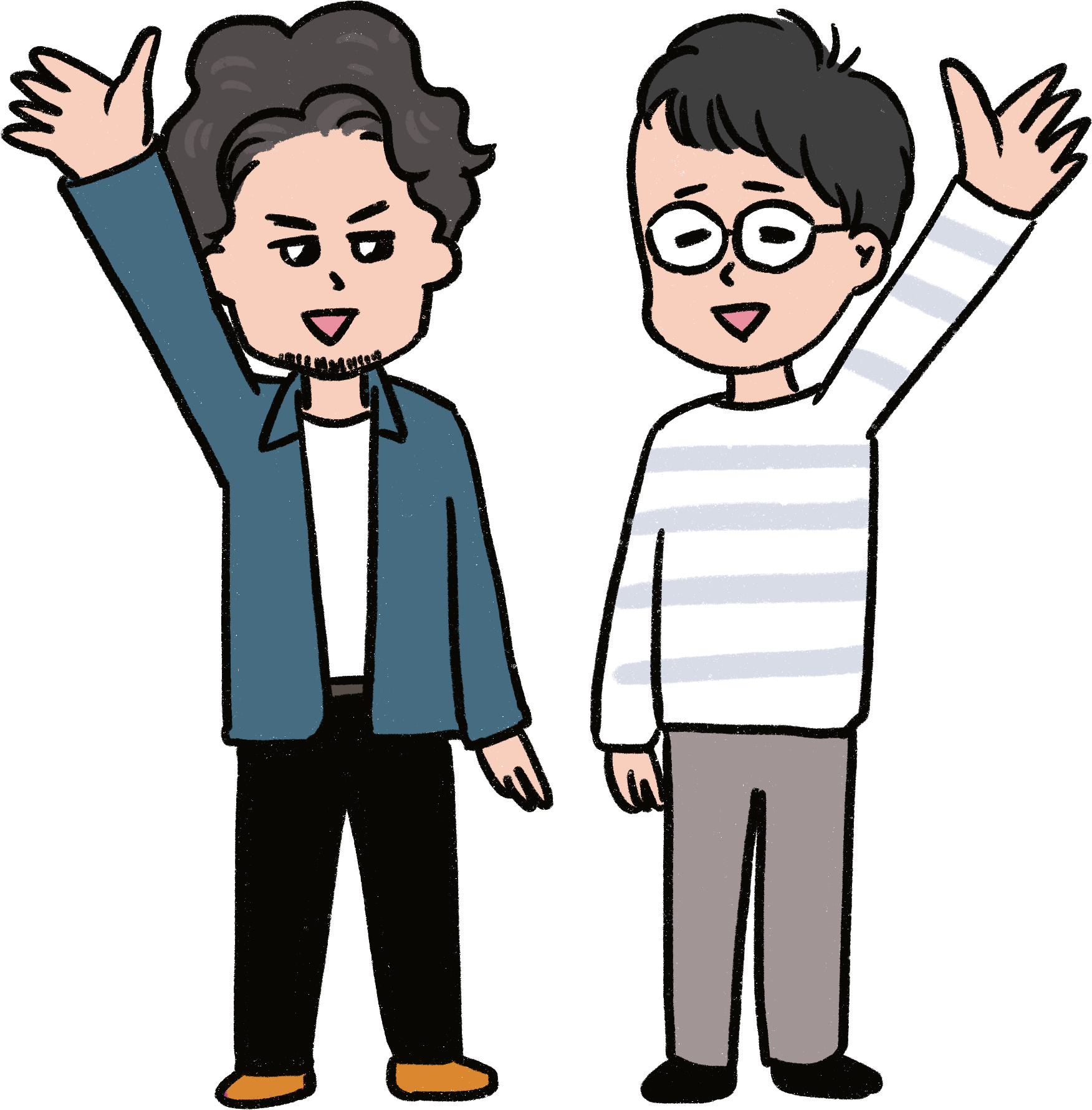 手をふる2人の男性のイラスト Onwaイラスト