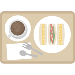 サンドイッチとコーヒーのモーニングセットのイラスト