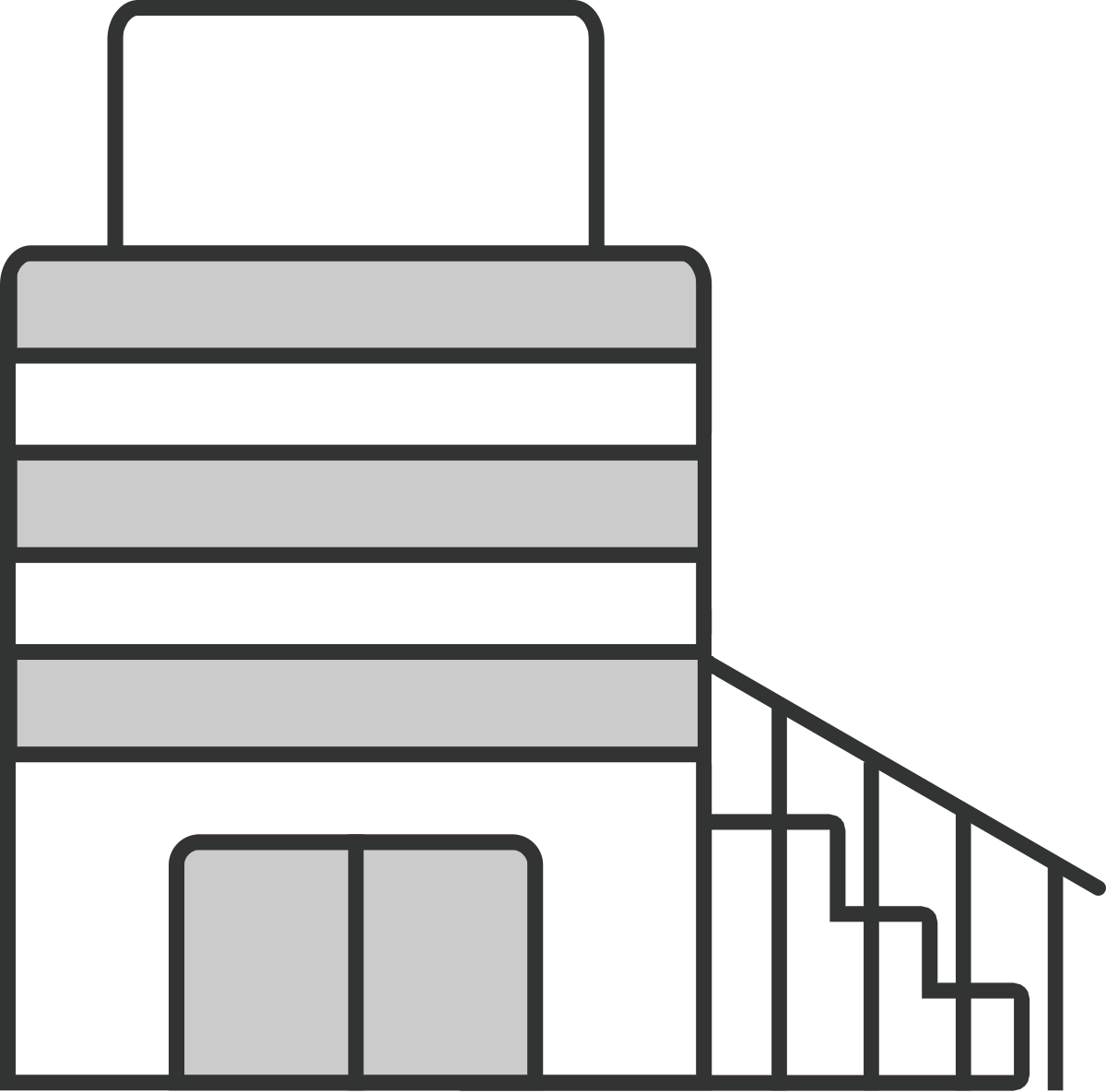 シンプルな階段付きのビルのイラスト