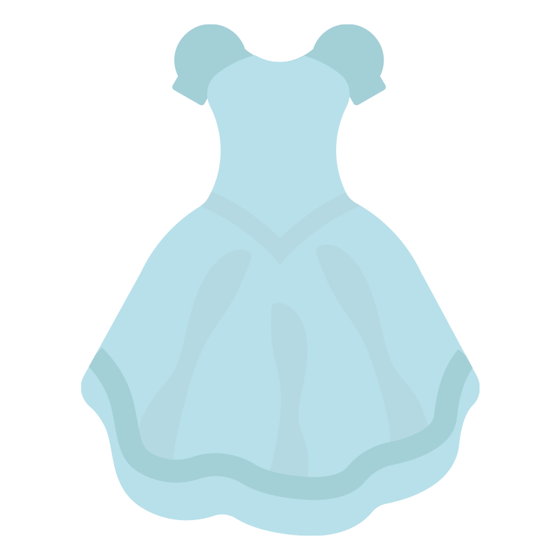 水色のプリンセスドレスのイラスト