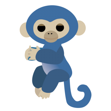 青い猿のぬいぐるみのイラスト