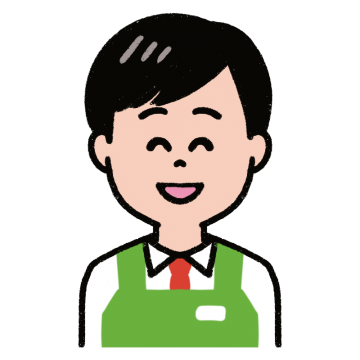 笑顔の男性店員のイラスト