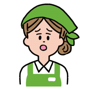 申し訳なさそうな顔をする女性店員さんのイラスト