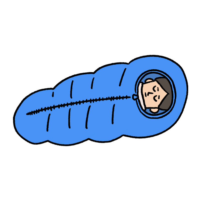 寝袋に寝ている男性のイラスト Onwaイラスト