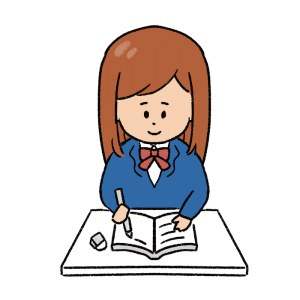 勉強をする女子高生のイラスト