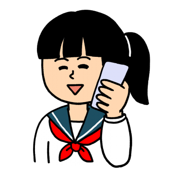 スマホで通話する女子中学生のイラスト