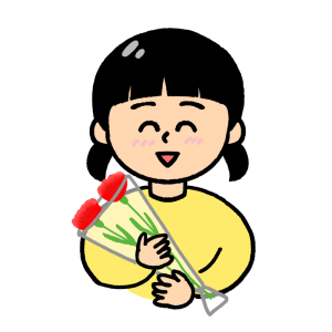 花束を持つ女の子のイラスト