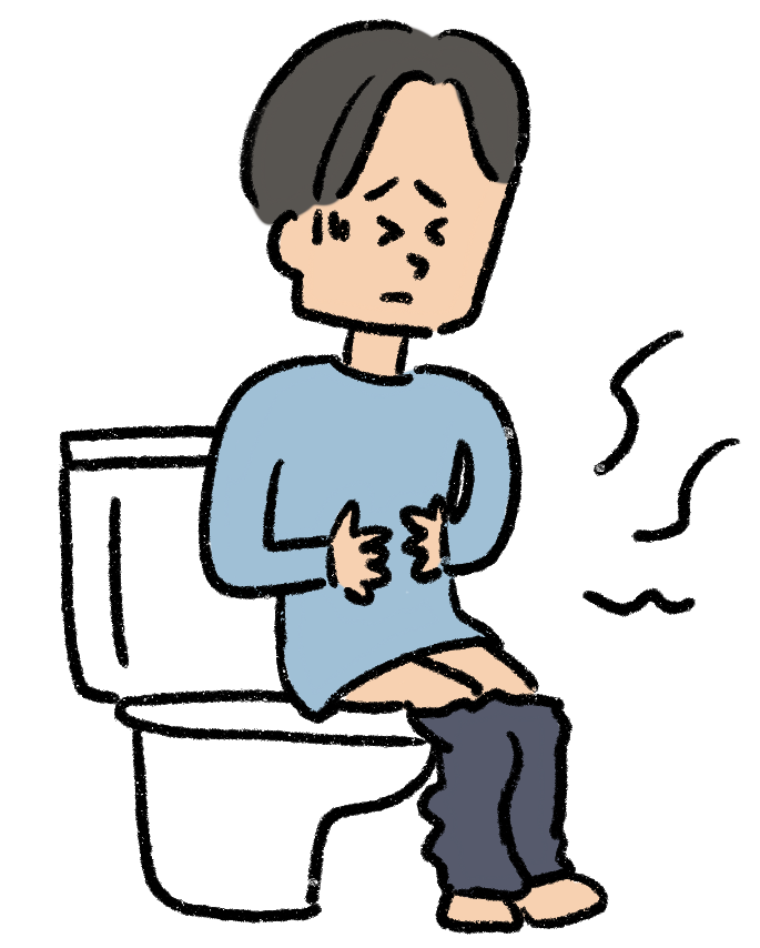 トイレに座っている便秘の男性のイラスト Onwaイラスト