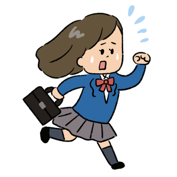 遅刻しそうな女子学生のイラスト