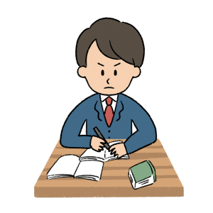 試験勉強をする男子生徒のイラスト