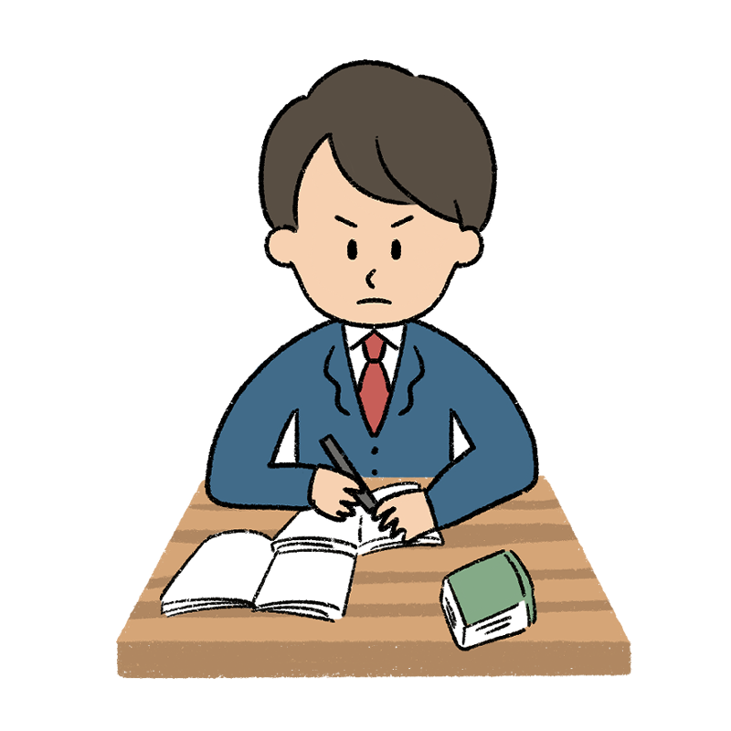 試験勉強をする男子生徒のイラスト Onwaイラスト