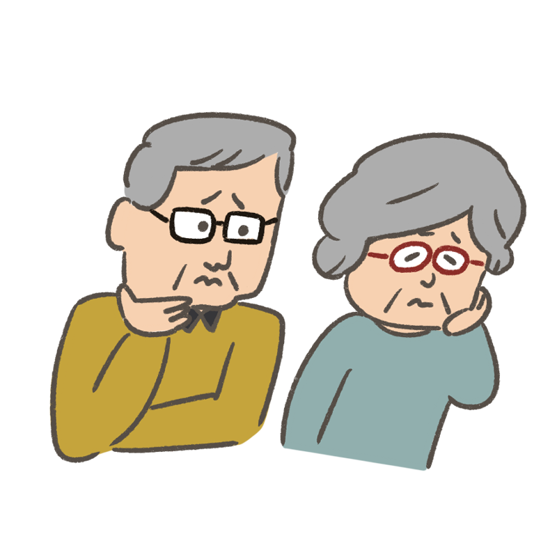 悩む老夫婦のイラスト Onwaイラスト