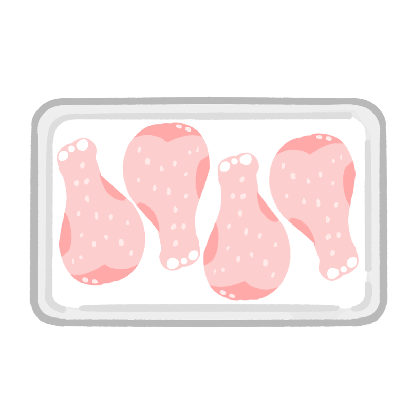 白い発泡トレーに入った手羽元のイラスト Onwaイラスト