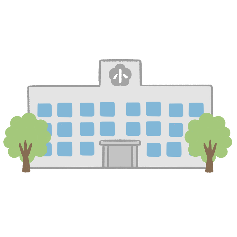 夏の小学校の外観のイラスト Onwaイラスト