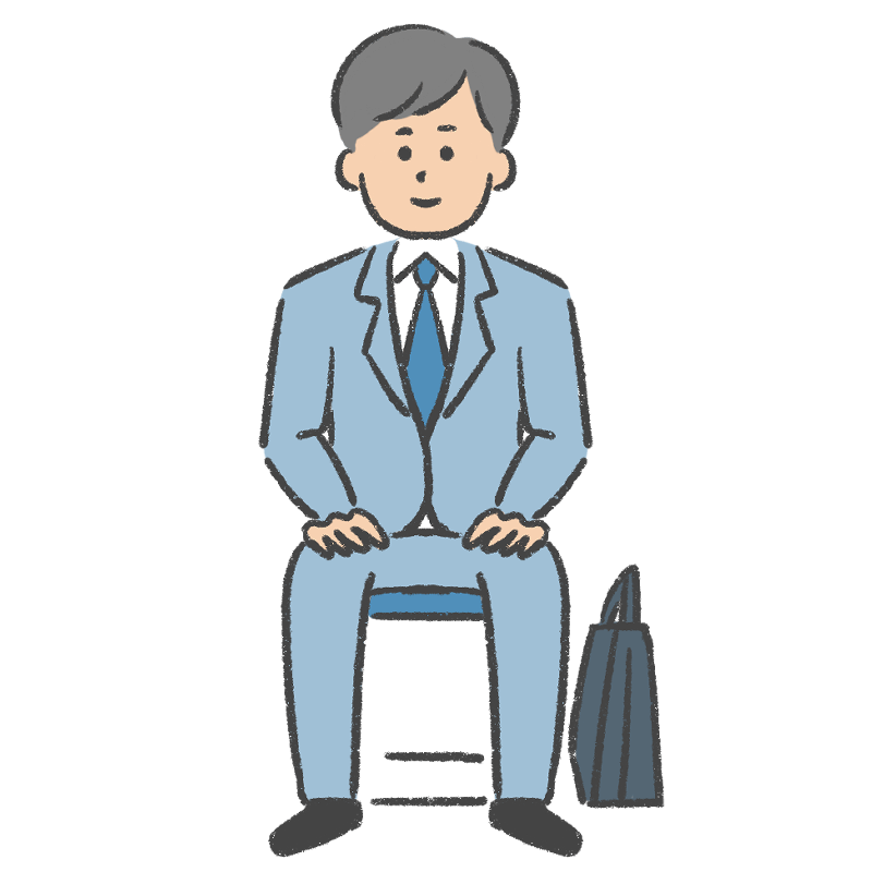 面接に挑む男性のイラスト