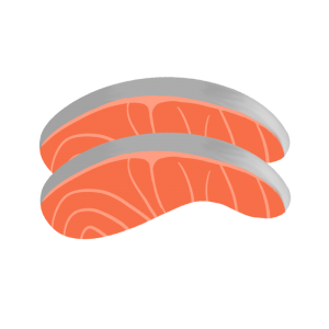 2切れの鮭の切り身のイラスト