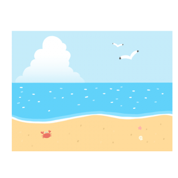 入道雲の見える浜辺のイラスト