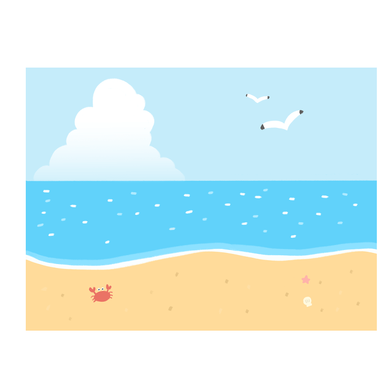 入道雲の見える浜辺のイラスト Onwaイラスト