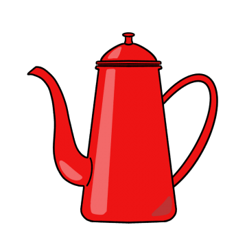 赤いコーヒーポットのイラスト