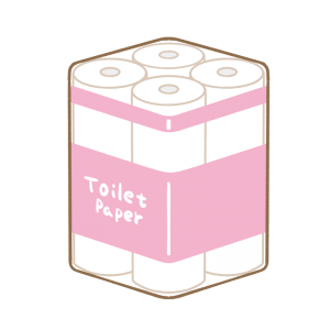 12ロールのトイレットペーパー(ピンクのパッケージ)のイラスト